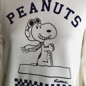 Uniqlo Snoopy Flying Ace Long Sweatshirt dress women’s size small off white EUC!